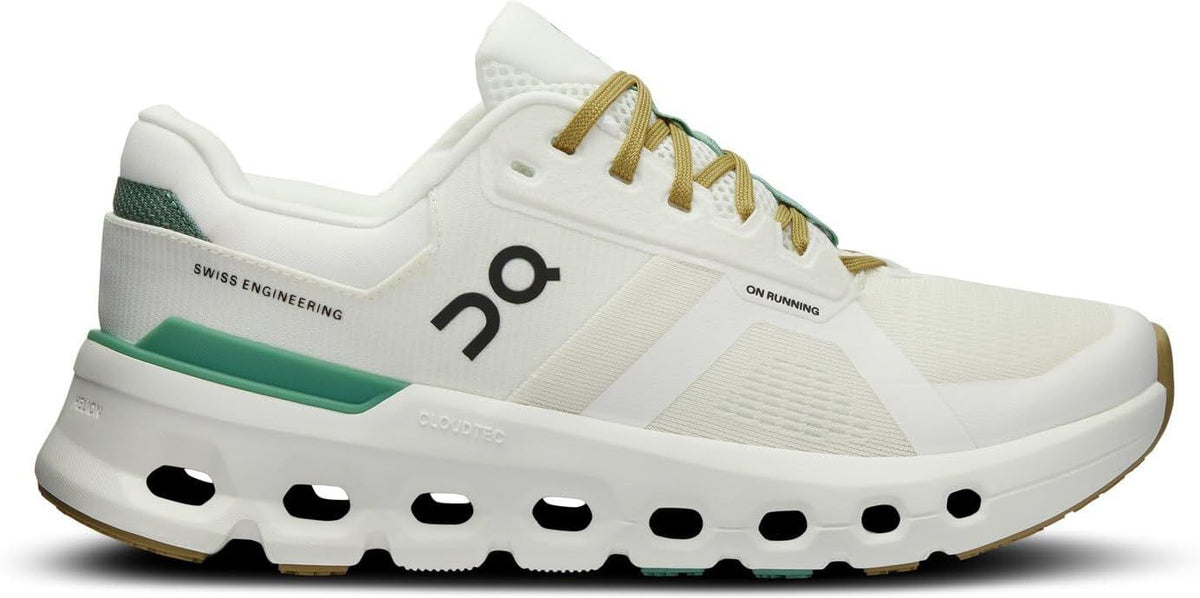 On Cloudrunner 2 white and green sneaker side profile
