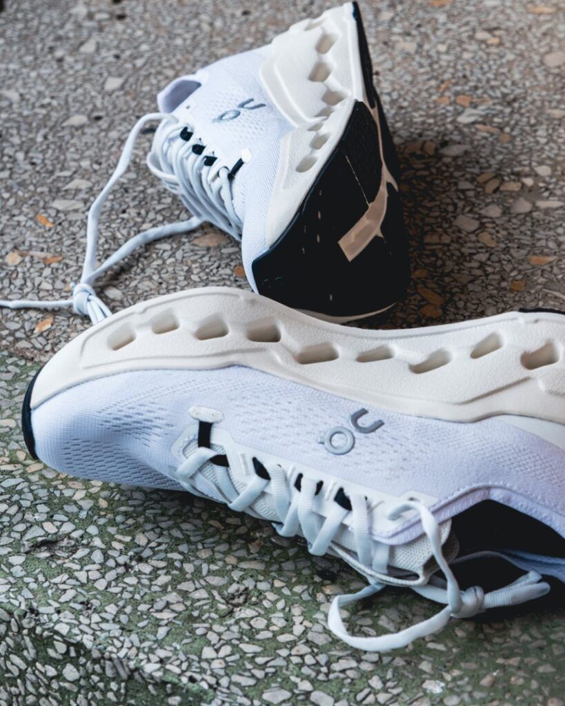 On Cloudsurfer Max white cushioned sneakers close-up