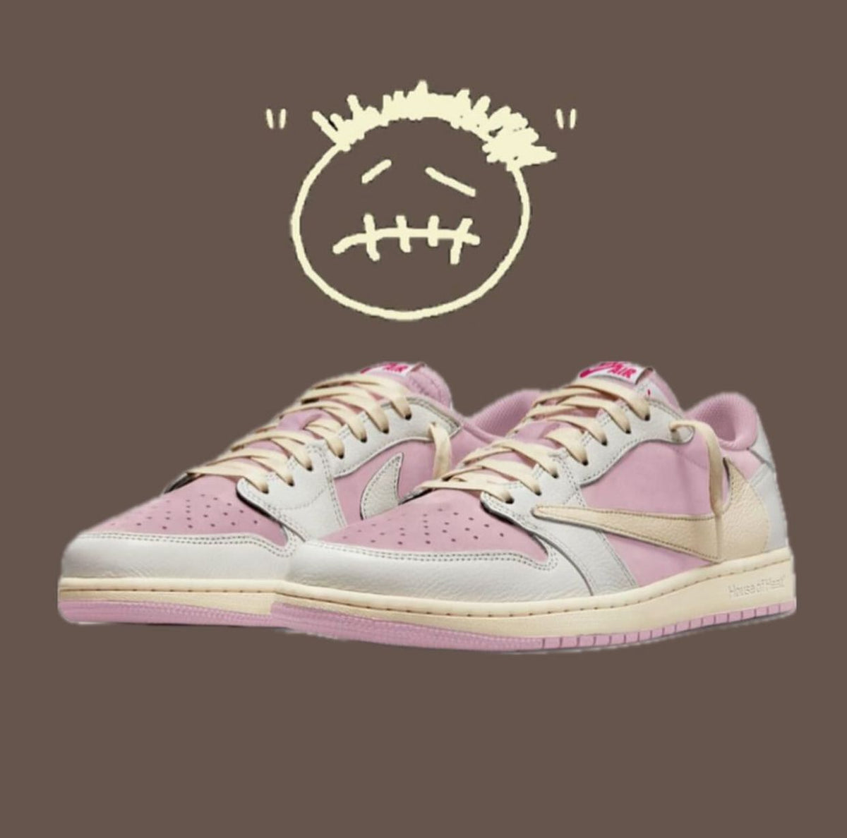 Pink and cream streetwear sneakers front and side view