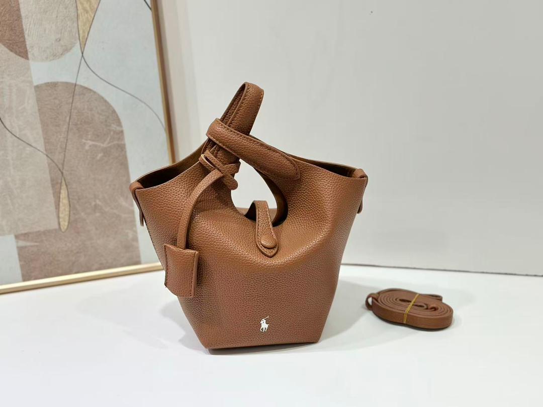 Tan Polo women's handbag with matching top handles