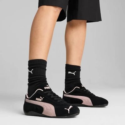 PUMA Speedcat OG Black Mauve Mist sneakers on feet