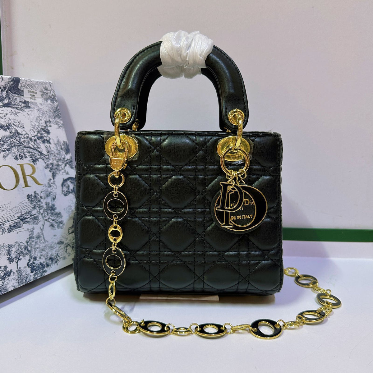 Red Dior style Lady handbag with luxury inspired design