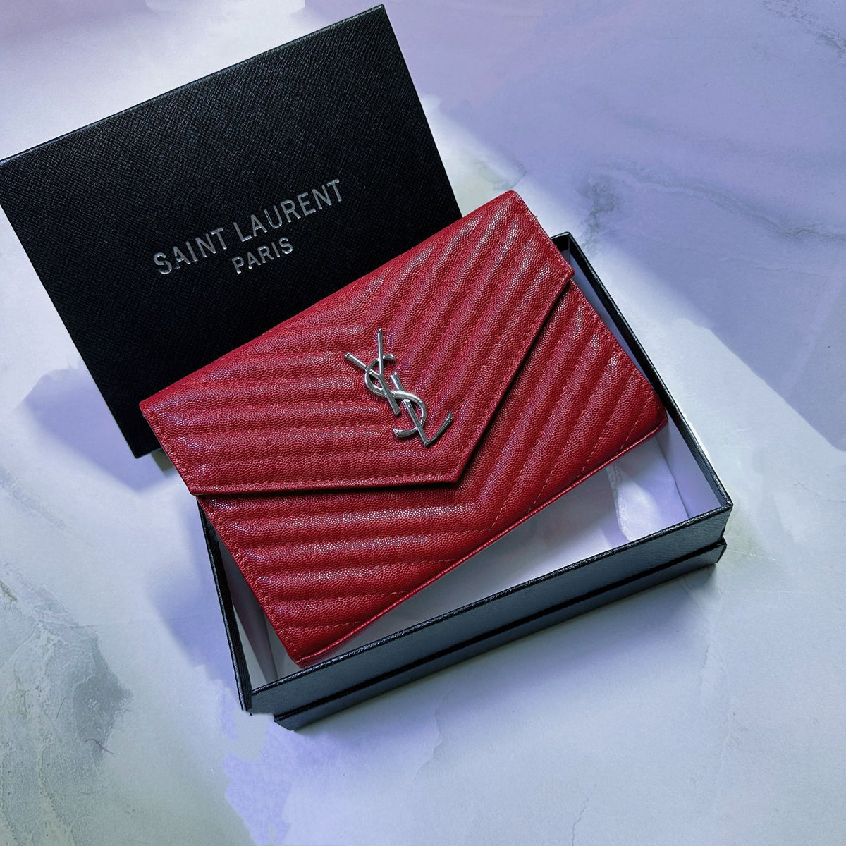 Red YSL style women's chain shoulder bag