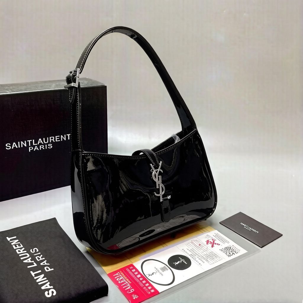 Saint Laurent Le 5 A 7 black patent shoulder bag