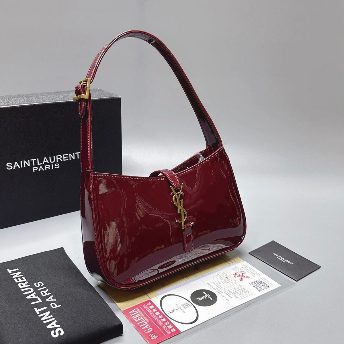 Saint Laurent Le 5 A 7 burgundy women's shoulder bag
