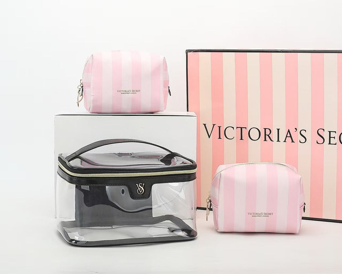 Victoria's Secret pink cosmetic pouch set for women