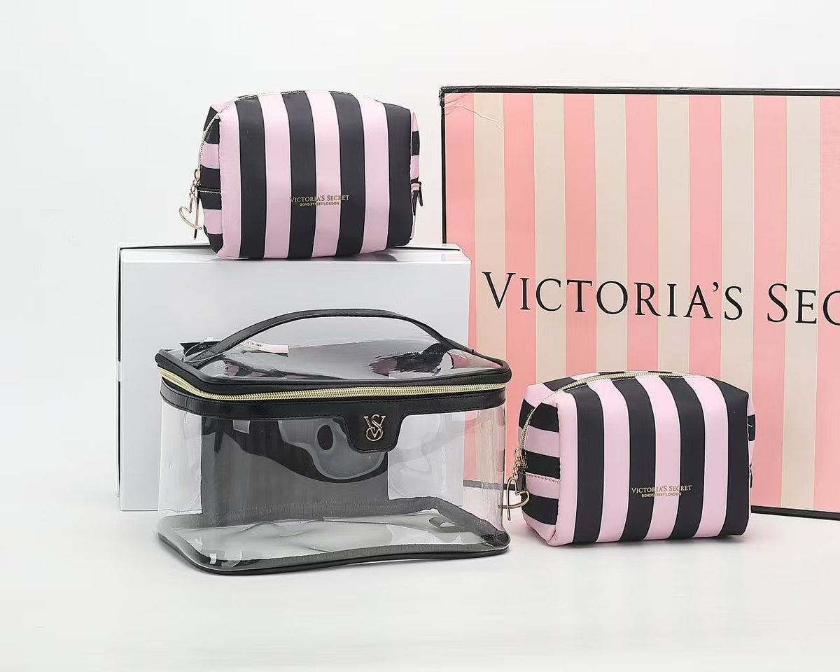 Victoria's Secret striped cosmetic pouch for women