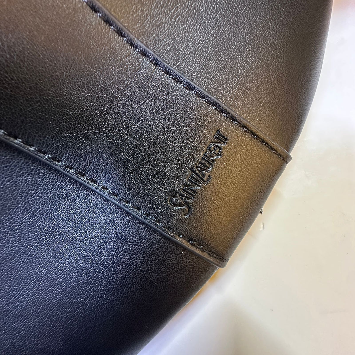 YSL handbag logo and stitching detail