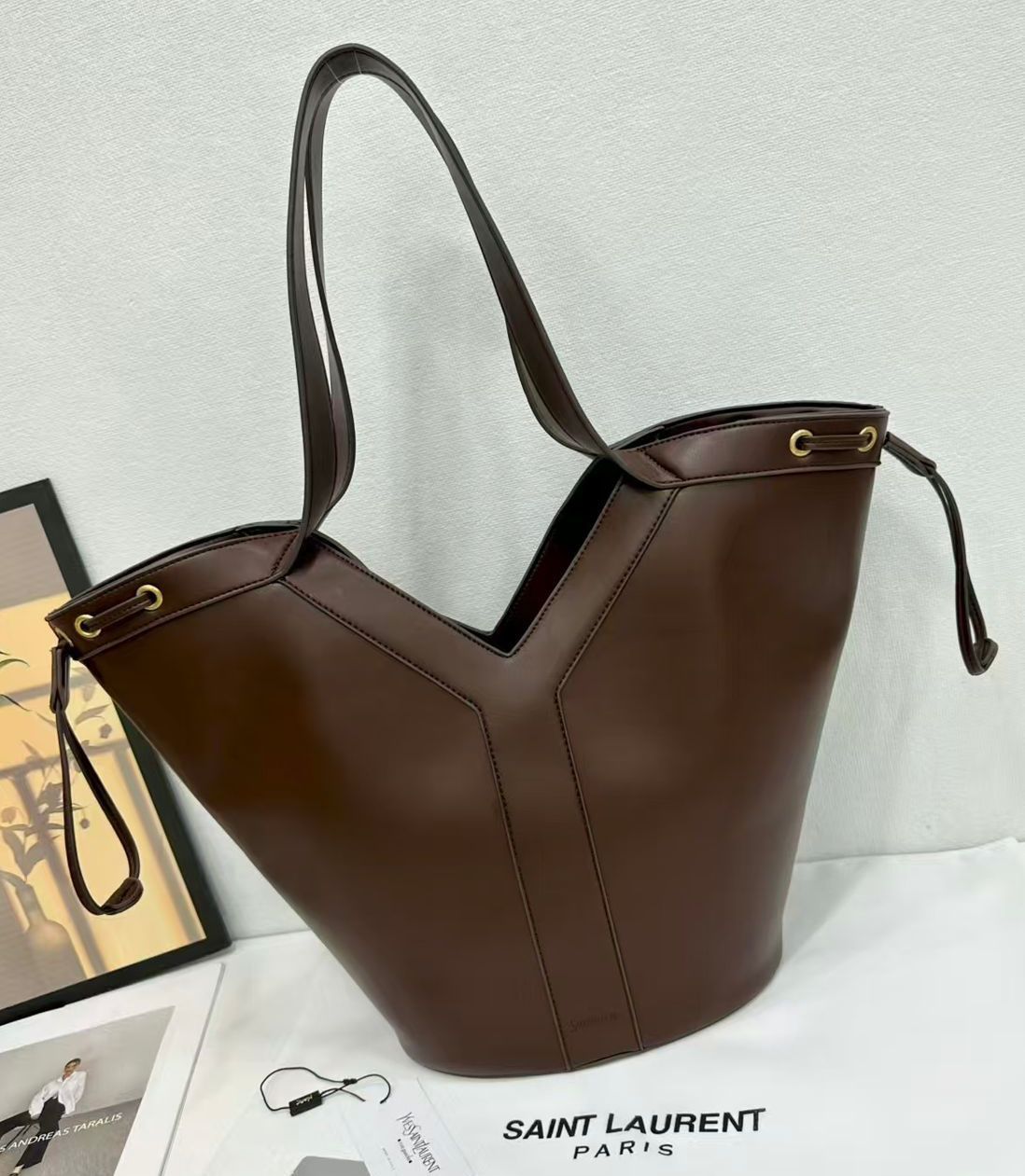 Lightgray YSL tote handbag for women
