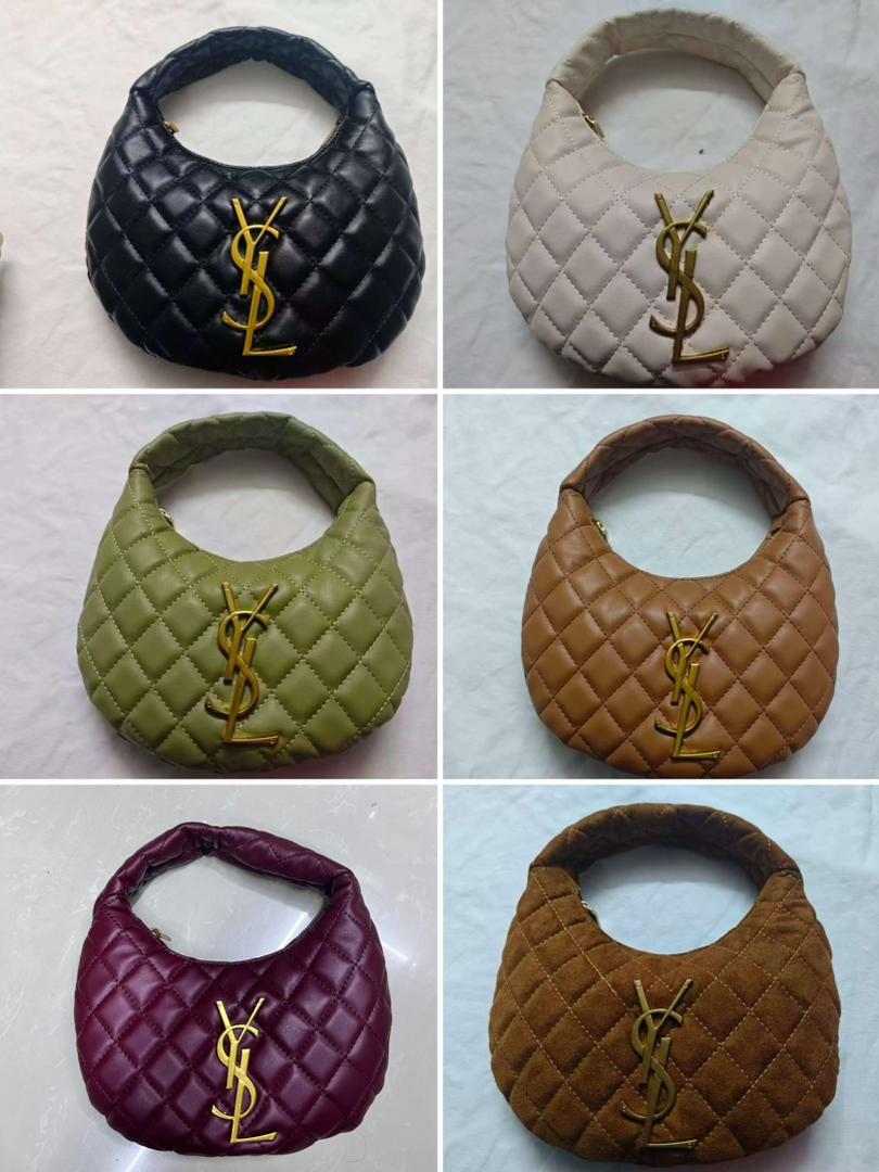 Color collection grid of YSL quilted leather mini hobo bags by Aone Brands Dubai