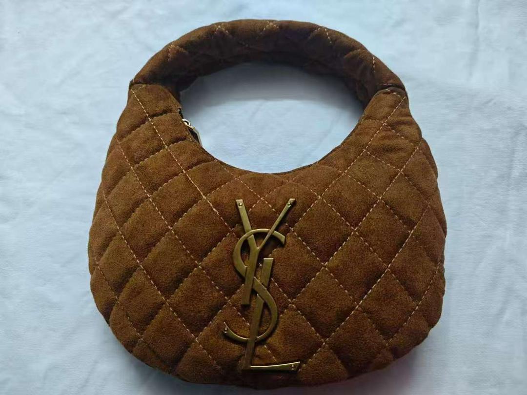 Chestnut brown YSL quilted leather mini hobo bag with gold hardware