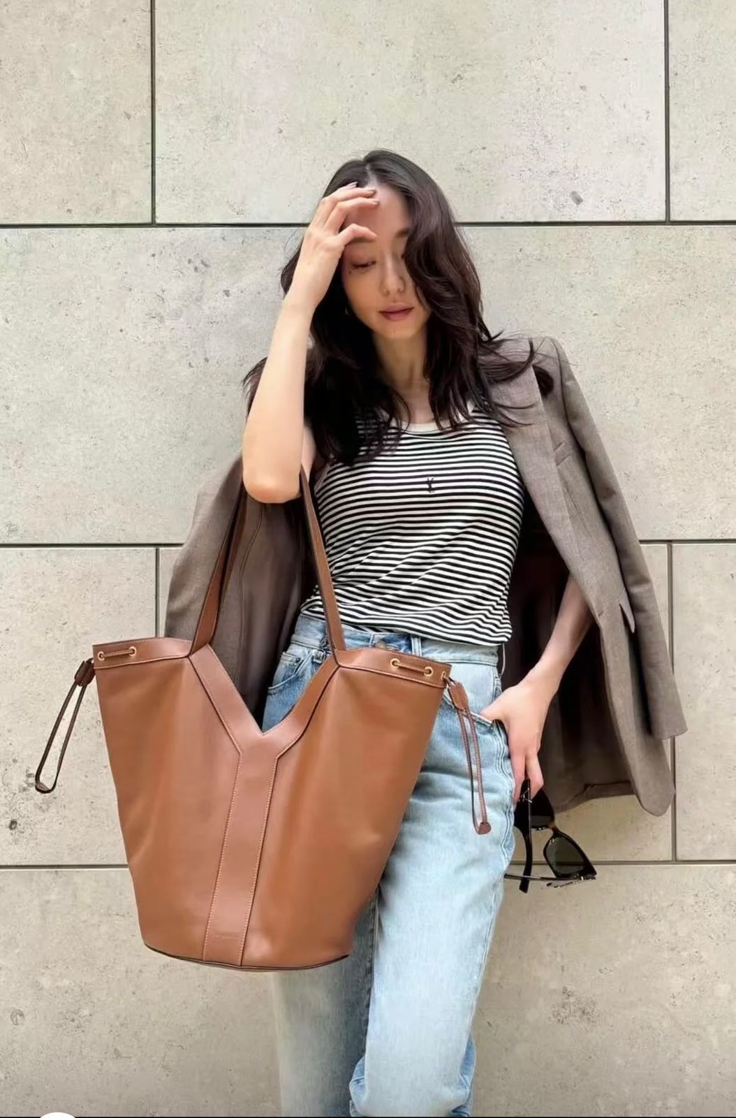 YSL women's tote bag with elegant shoulder handle design